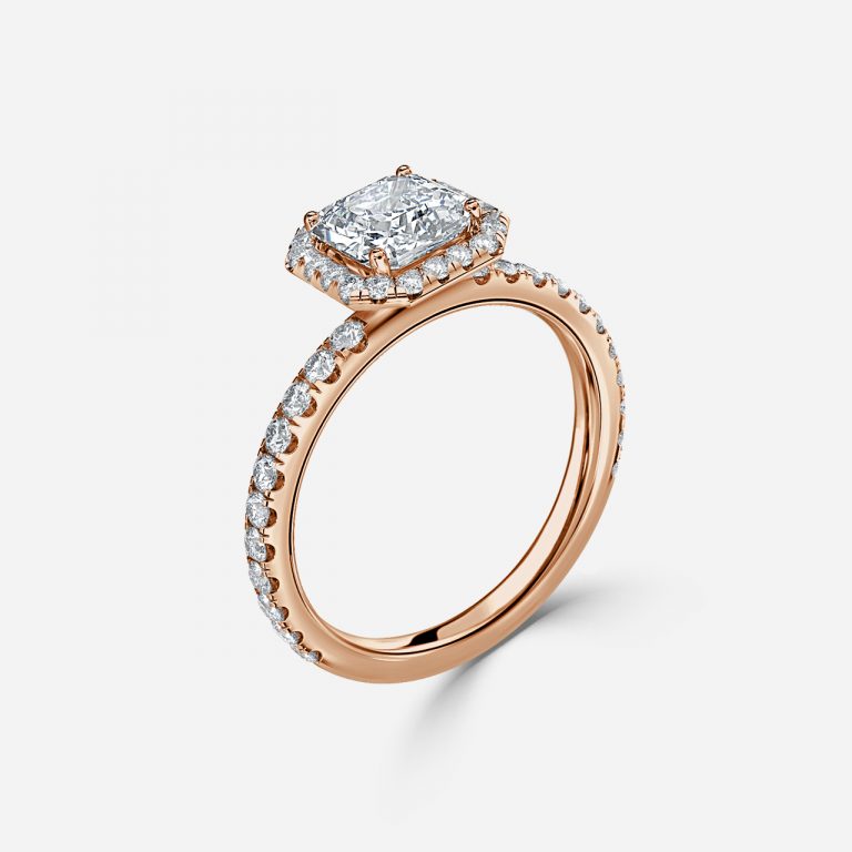 Lillian Asscher Lab Created Diamond Halo Engagement Ring
