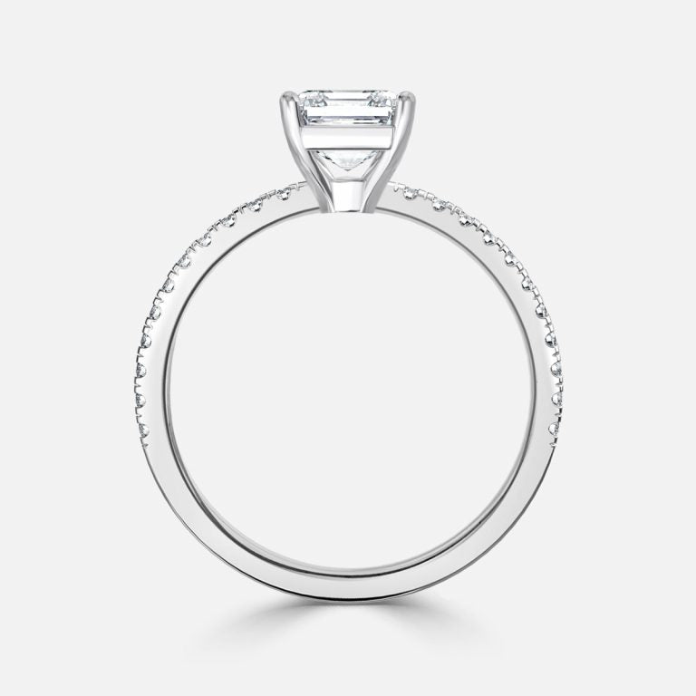 Luz De La Luna Asscher Diamond Band Engagement Ring