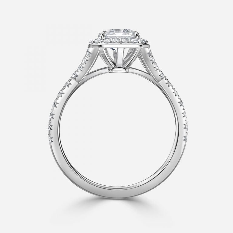 Chelsea Asscher Halo Lab Created Diamond Engagement Ring
