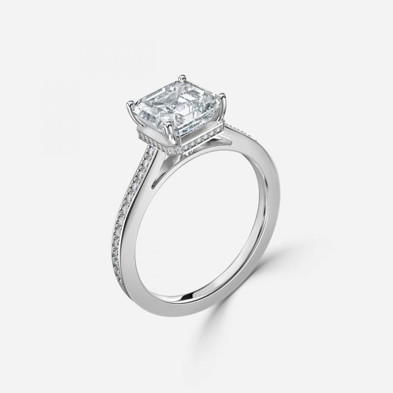 Evelyn Asscher Hidden Halo Lab Grown Diamond Engagement Ring