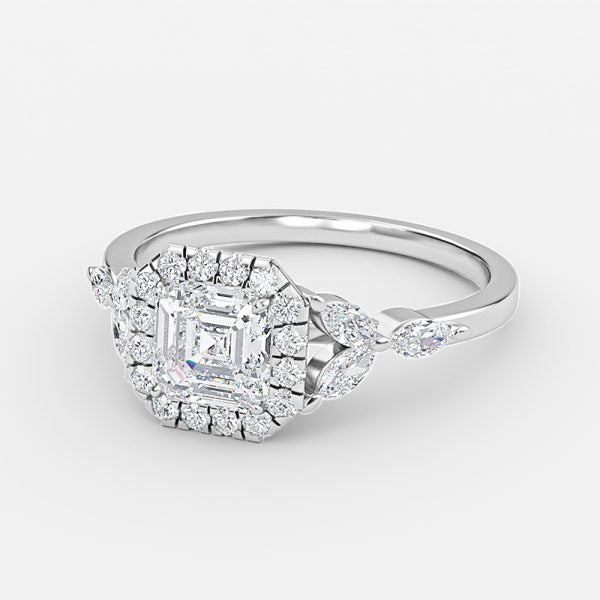 Nhẫn đính hôn kim cương nhân tạo Francis Asscher Halo