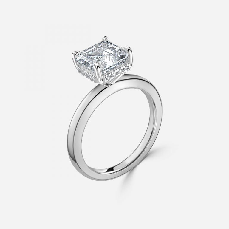 Essian Asscher Hidden Halo Lab Grown Diamond Engagement Ring