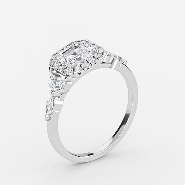 Nhẫn đính hôn kim cương nhân tạo Francis Asscher Halo