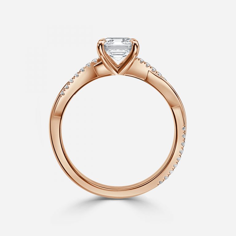 Nefereti Asscher Lab Diamond Band Engagement Ring
