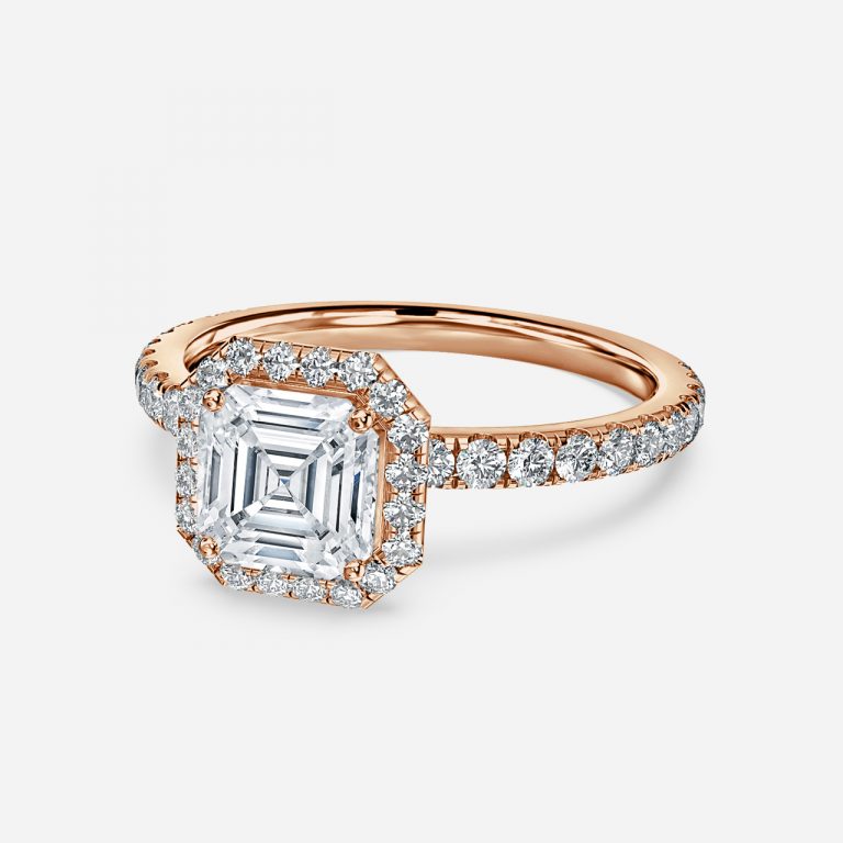 Lillian Asscher Lab Created Diamond Halo Engagement Ring