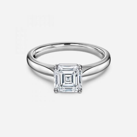 Lotus-Plain-Asscher-Solitaire-Lab-Grown-Diamond-Engagement-Ring