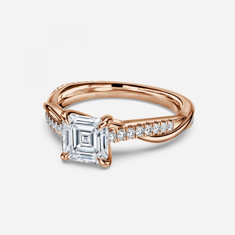 Nefereti Asscher Lab Diamond Band Engagement Ring