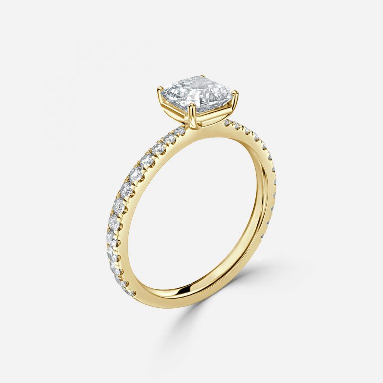 Crown Asscher Lab Diamond Band Engagement Ring