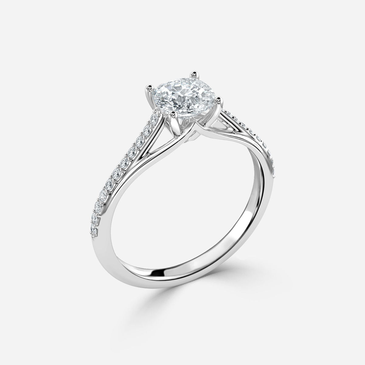 Heni Cushion Diamond Band Engagement Ring