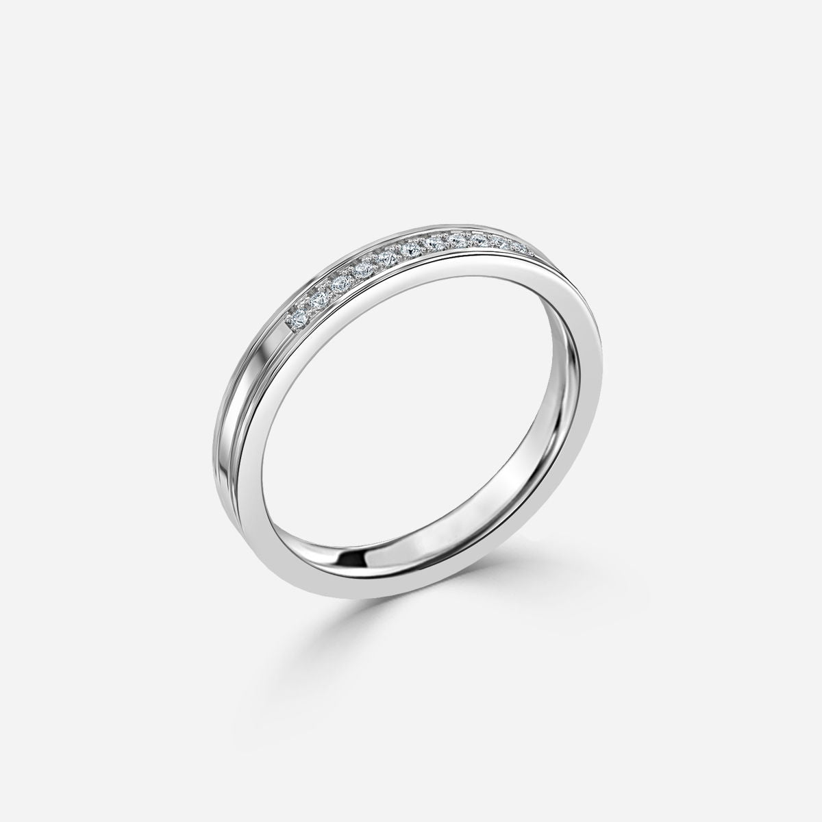 Channel And Grain Set Wedding Ring