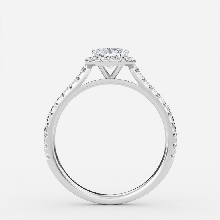 Henssy Radiant Halo Lab Grown Diamond Engagement Ring