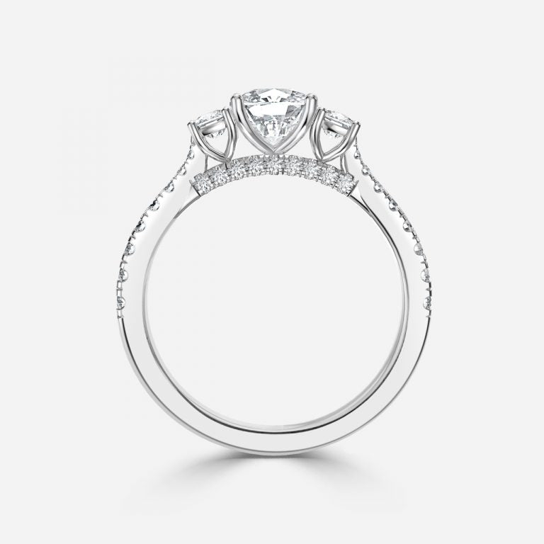 Diana Cushion Three Stone Lab Grown Diamond Engagement Ring
