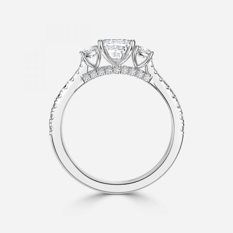 Diana Emerald Three Stone Lab Grown Diamond Engagement Ring