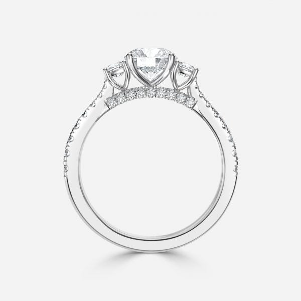 Diana Round Lab Created Diamond Three Stone Engagement Ring