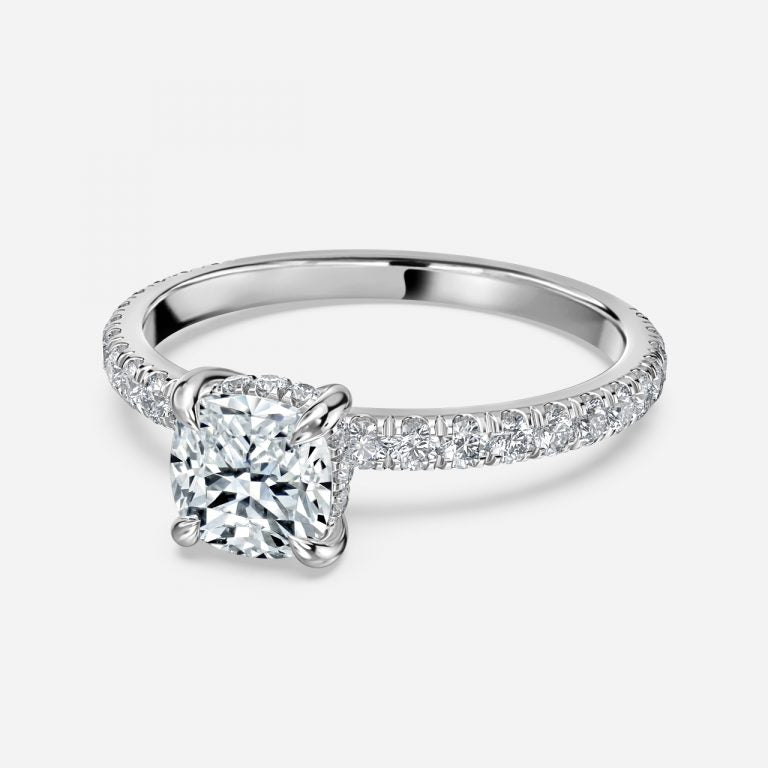Lucian Cushion Hidden Halo Lab Grown Diamond Engagement Ring