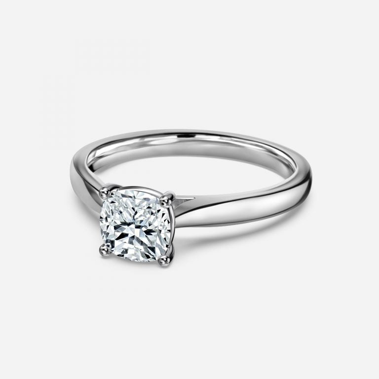 Lotus Plain Cushion Solitaire Lab Grown Diamond Engagement Ring