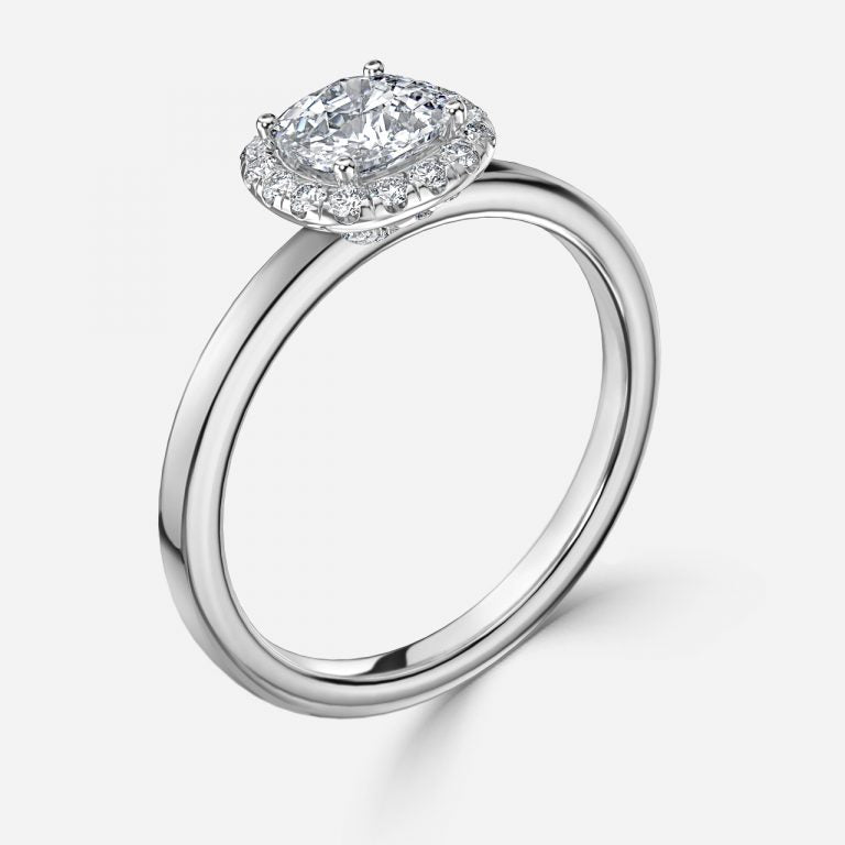 Jodha Cushion Halo Lab Grown Diamond Engagement Ring