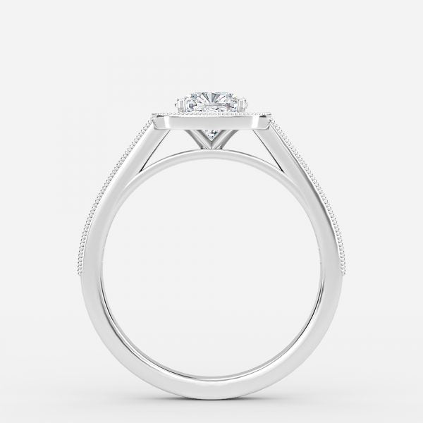 Elswin Cushion Halo Lab Created Diamond Engagement Ring