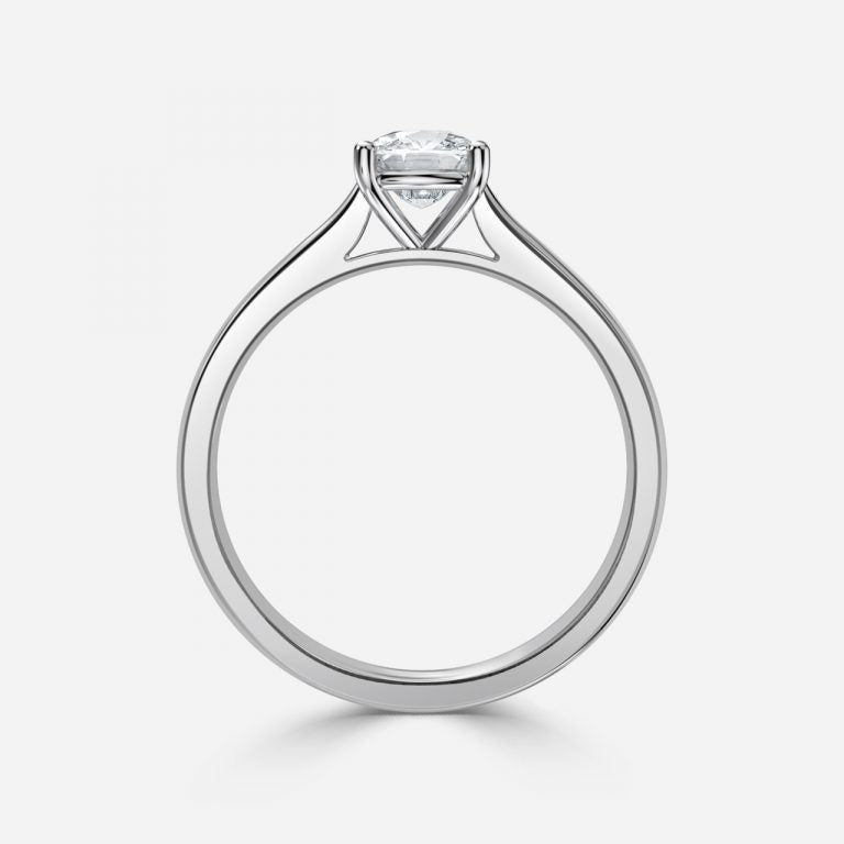 Lotus Plain Cushion Solitaire Lab Grown Diamond Engagement Ring