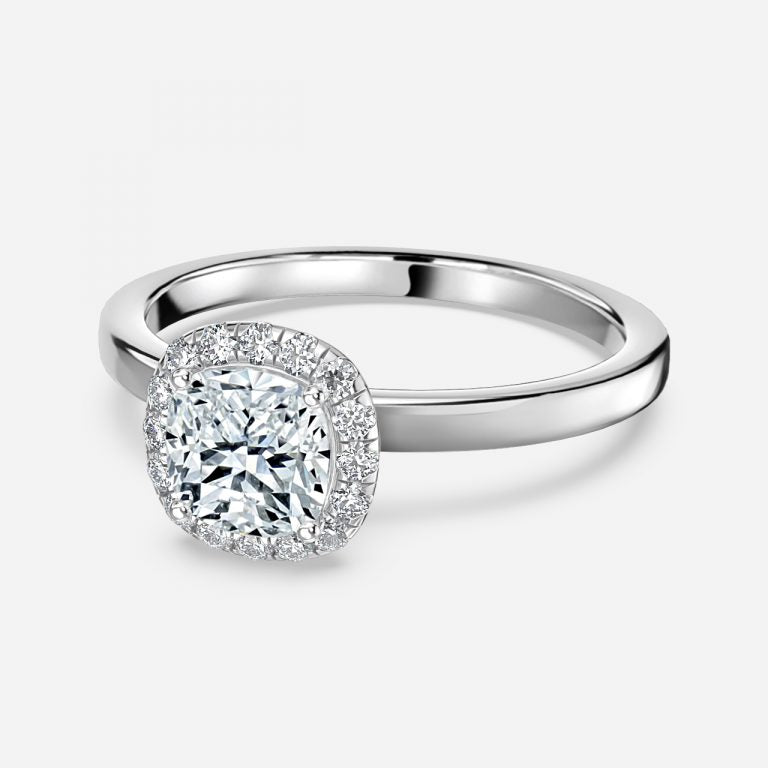 Jodha Cushion Halo Lab Grown Diamond Engagement Ring