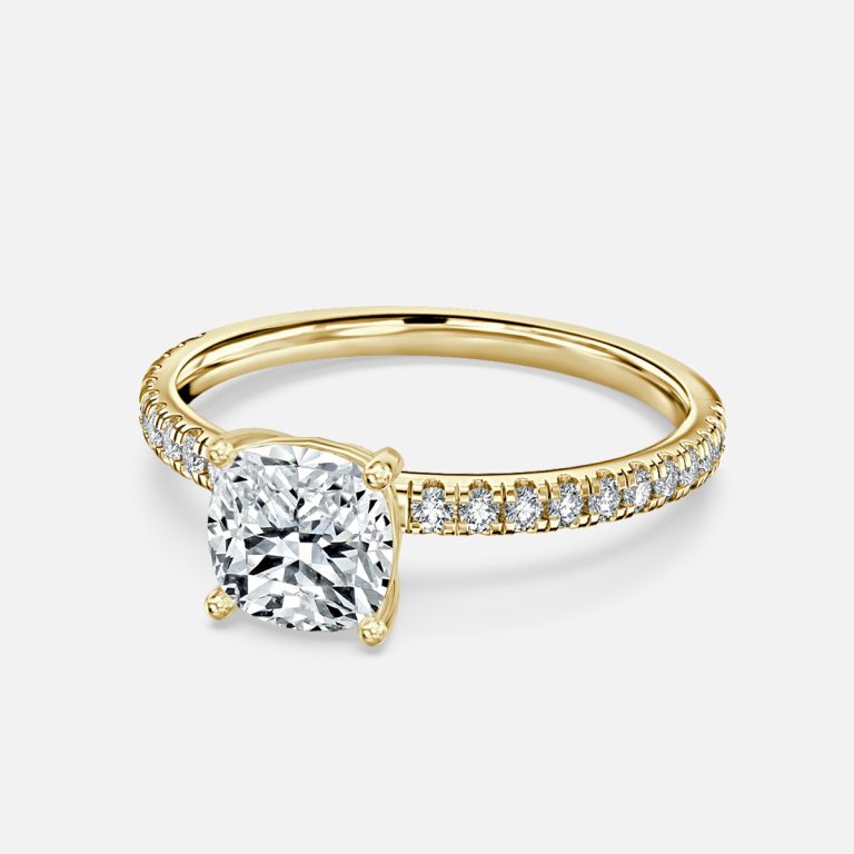 Luz De La Luna Cushion Diamond Band Engagement Ring