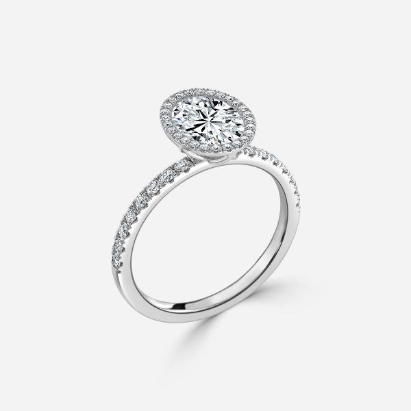 Nhẫn đính hôn kim cương nhân tạo Nefta Oval Halo