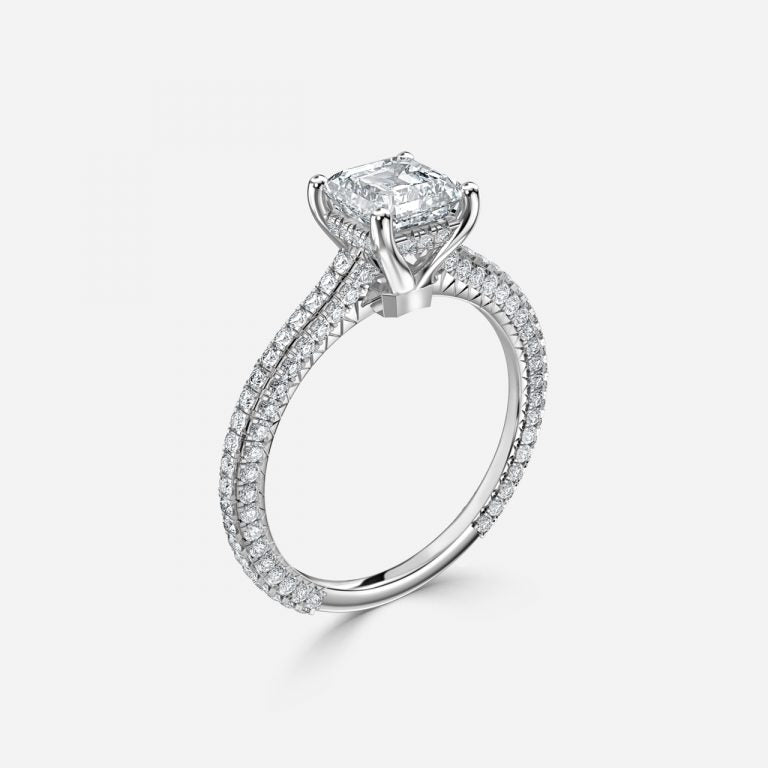 Nhẫn đính hôn kim cương nuôi cấy trong phòng thí nghiệm Hidden Halo của Iona Asscher