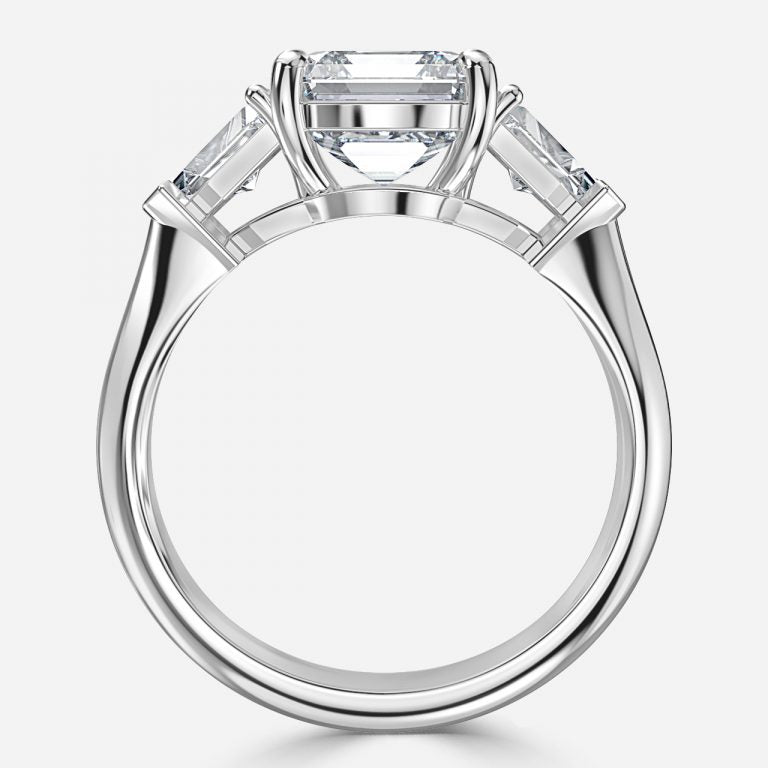 Nhẫn đính hôn ba viên đá Delaila Asscher