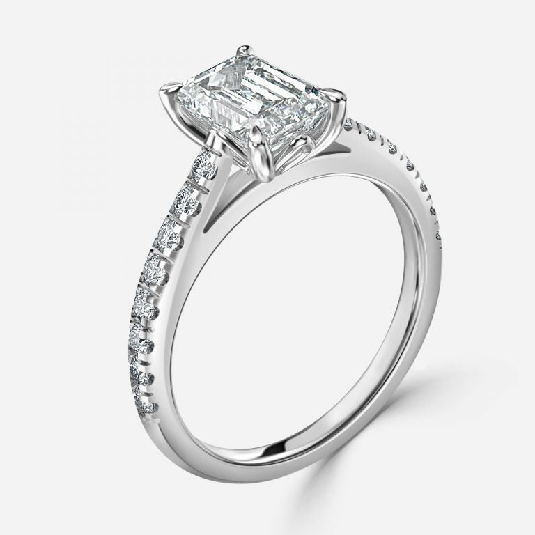 Angel Emerald Diamond Band Lab Grown Diamond Engagement Ring