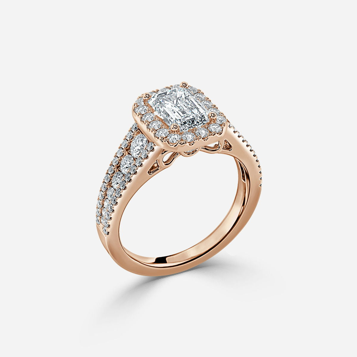 Nhẫn đính hôn kim cương nhân tạo Dalia Emerald Halo