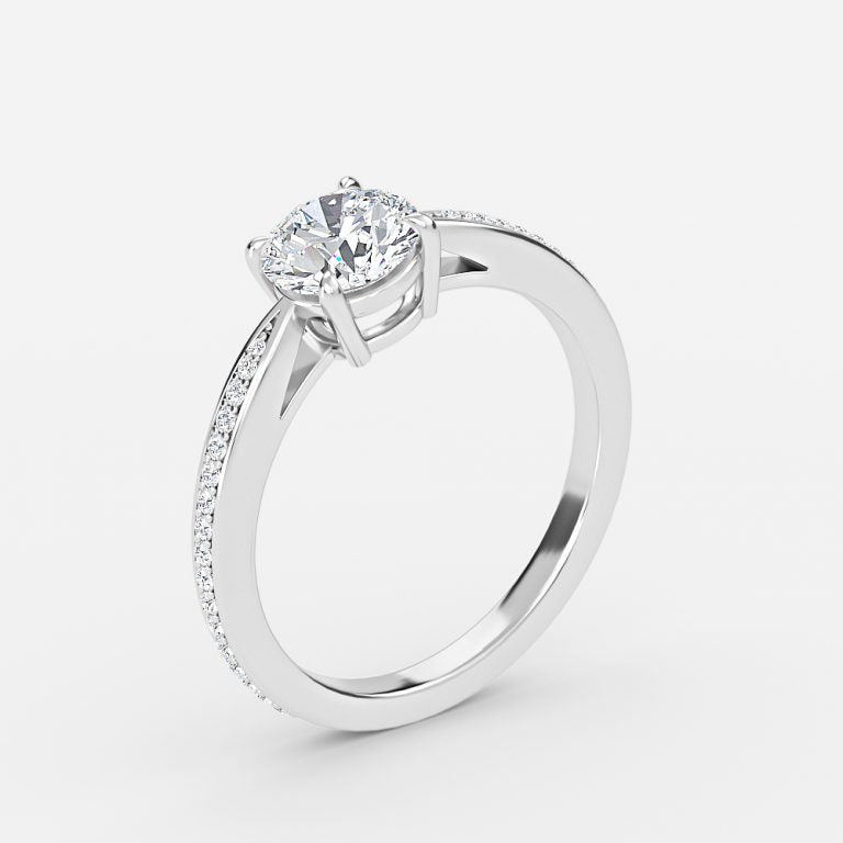 Fior Round Lab Grown Diamond Side Stone Engagement Ring