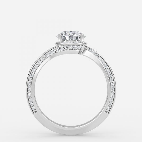 Nhẫn đính hôn kim cương nhân tạo Aria Round Hidden Halo