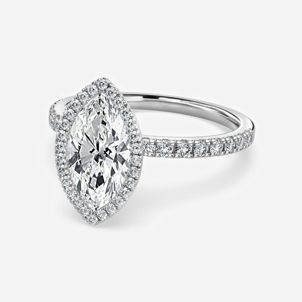 Nhẫn đính hôn kim cương nhân tạo Nefta Marquise Halo