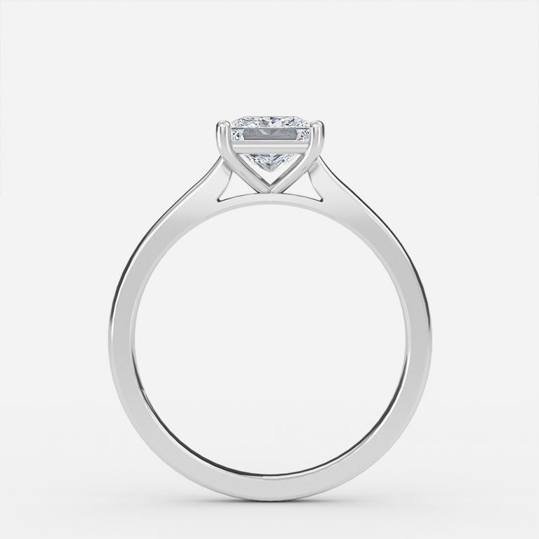 Lotus Plain Princess Solitaire Lab Grown Diamond Engagement Ring
