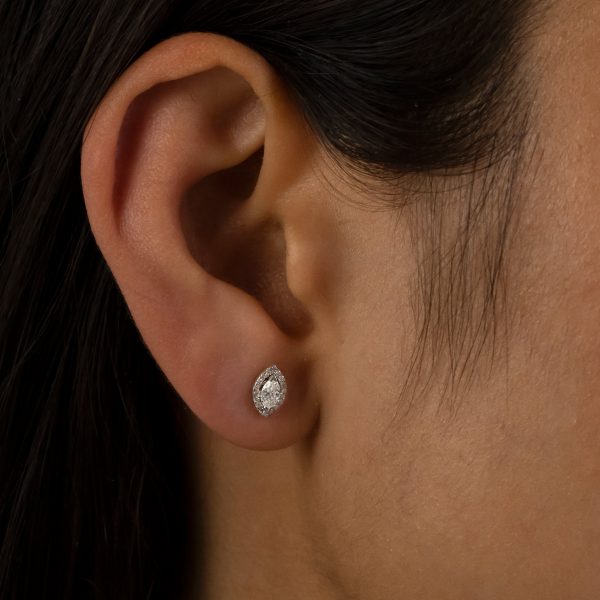 Marquise Halo Diamond Stud Earrings