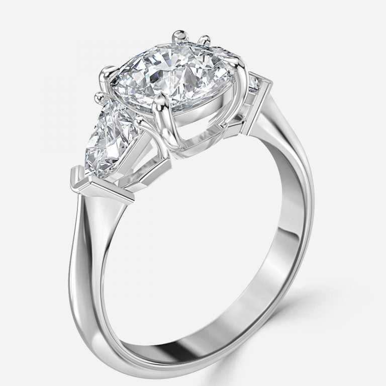 Delaila Cushion Three Stone Engagement Ring