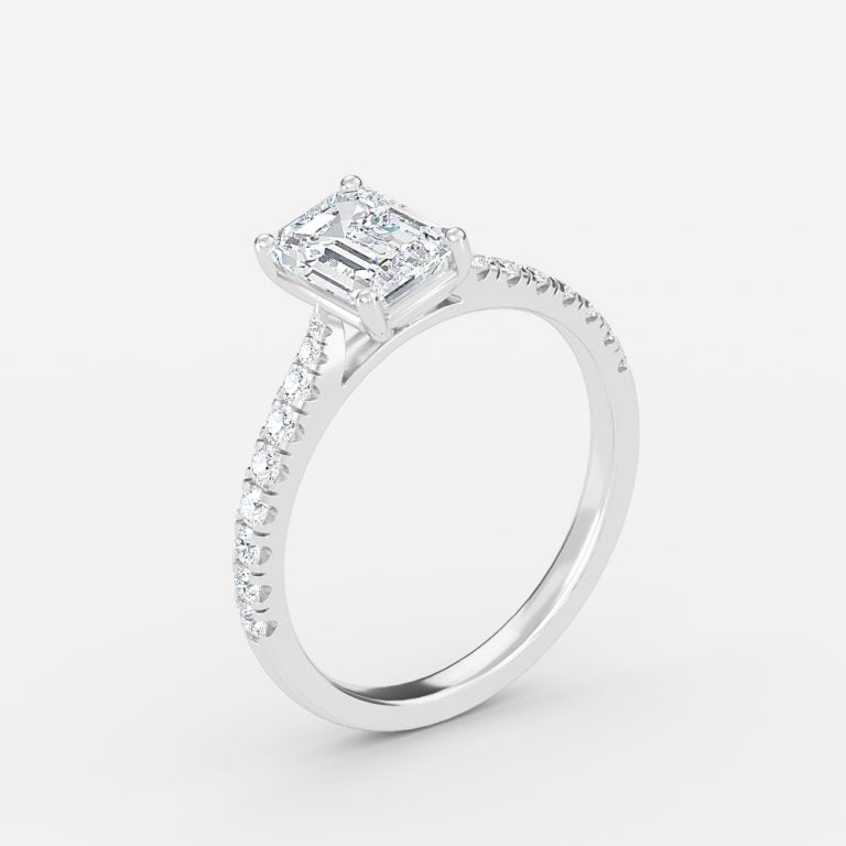 Aradia Emerald Diamond Band Engagement Ring
