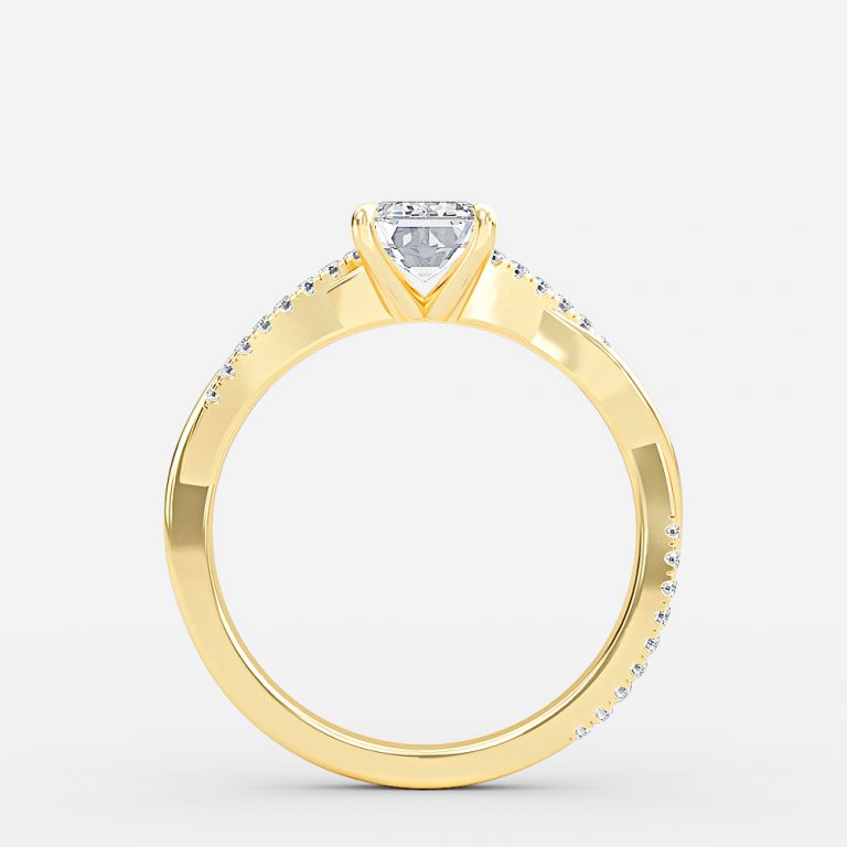Nefereti Emerald Diamond Band Engagement Ring