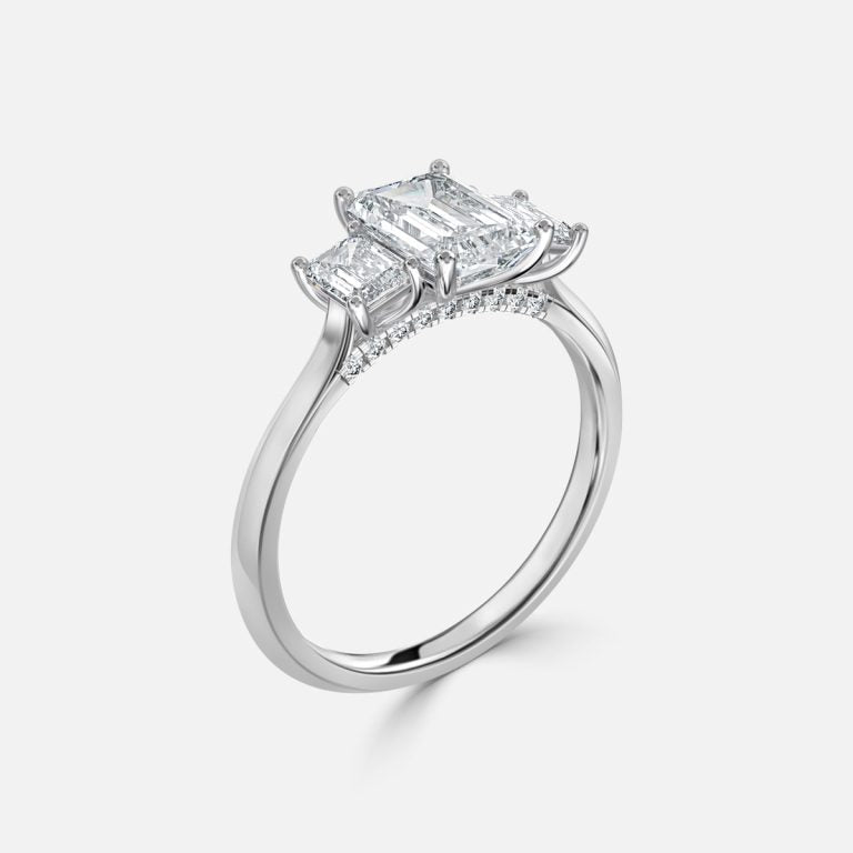 Dae Emerald Three Stone Lab Grown Diamond Engagement Ring