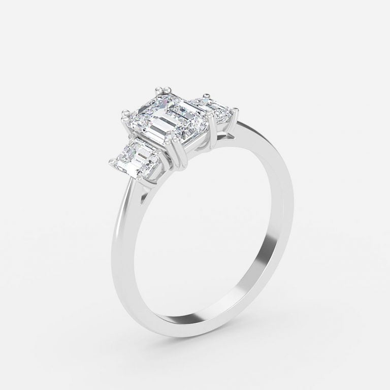 Cami Emerald Three Stone Lab Created Diamond Engagement Ring