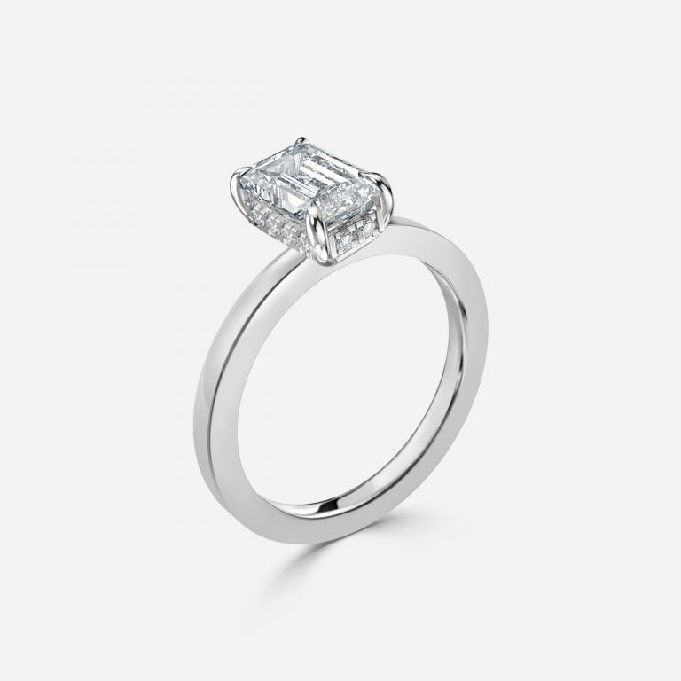 Chloe Emerald Hidden Halo Lab Grown Diamond Engagement Ring