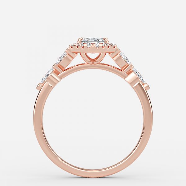 Nhẫn đính hôn kim cương nhân tạo Francis Emerald Halo