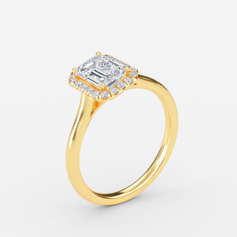 Levi Emerald Halo Lab Created Diamond Engagement Ring