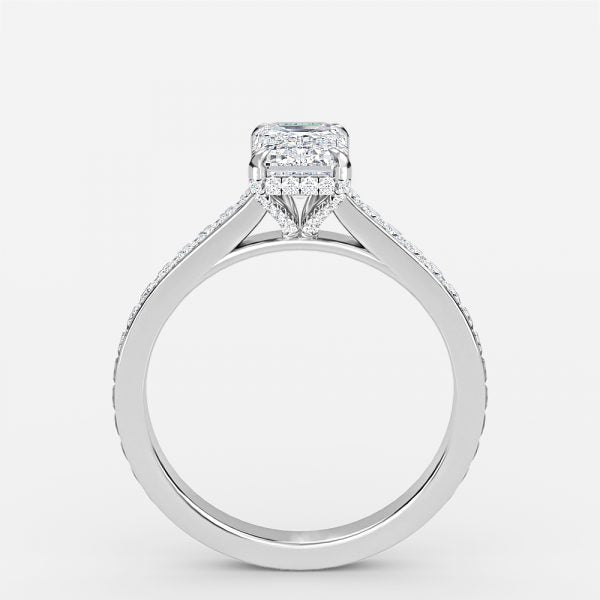Mithrial Emerald Hidden Halo Lab Grown Diamond Engagement Ring