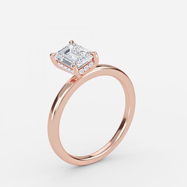 Essian Emerald Hidden Halo Lab Grown Diamond Engagement Ring