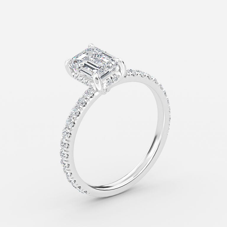 Lucian Emerald Hidden Halo Lab Created Diamond Engagement Ring
