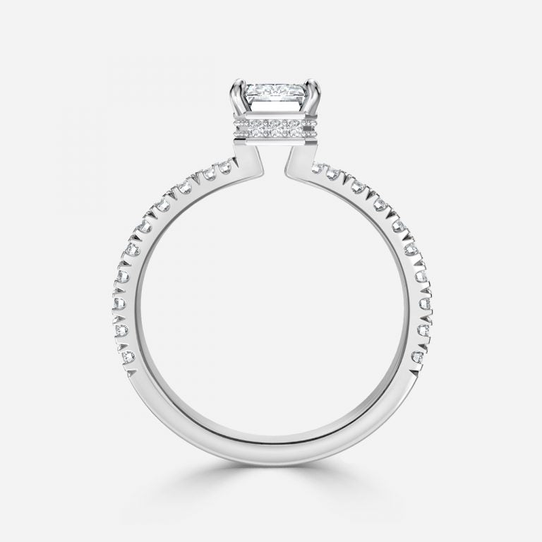 Nhẫn đính hôn kim cương Kenzo Emerald Hidden Halo Lab Grown