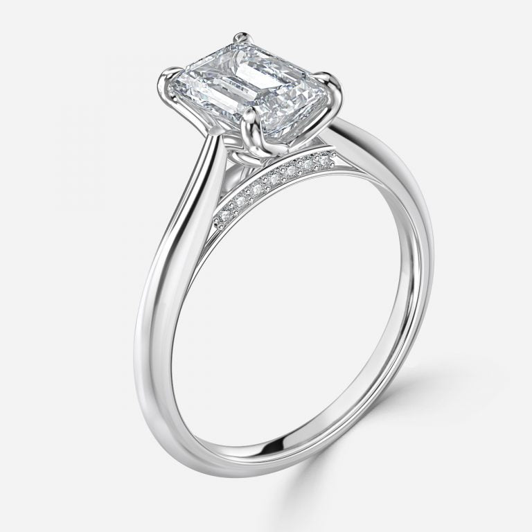 Nhẫn đính hôn kim cương nuôi cấy Kensley Emerald Hidden Halo