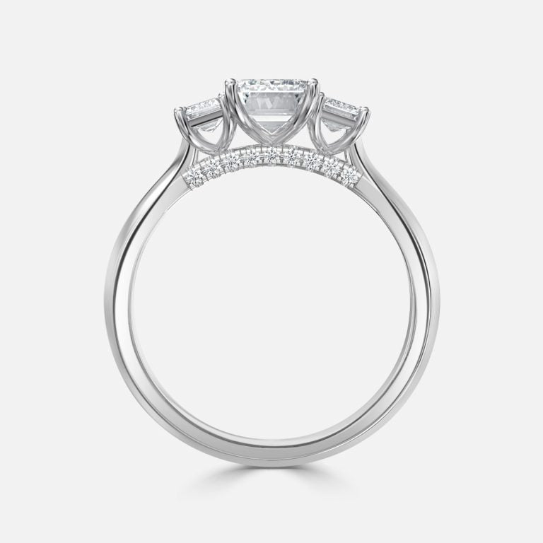 Dae Emerald Three Stone Lab Grown Diamond Engagement Ring