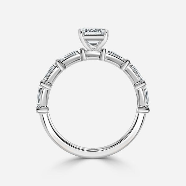 Nhẫn đính hôn kim cương nhân tạo Kate Emerald Diamond Band